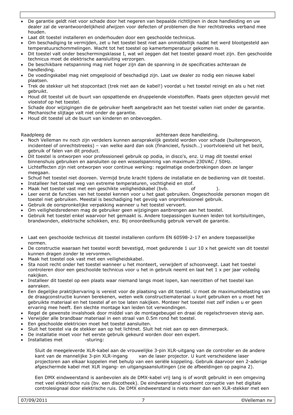 Algemene richtlijnen, Het toestel monteren en aansluiten | Velleman VDP801GLD10 User Manual | Page 7 / 23