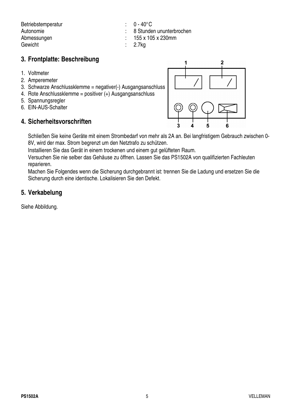 Velleman PS1502A User Manual | Page 5 / 6