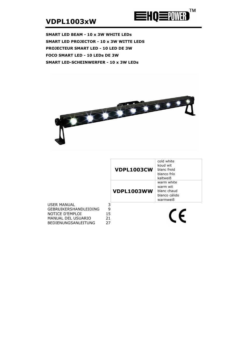 Velleman VDPL1003CW User Manual | 34 pages