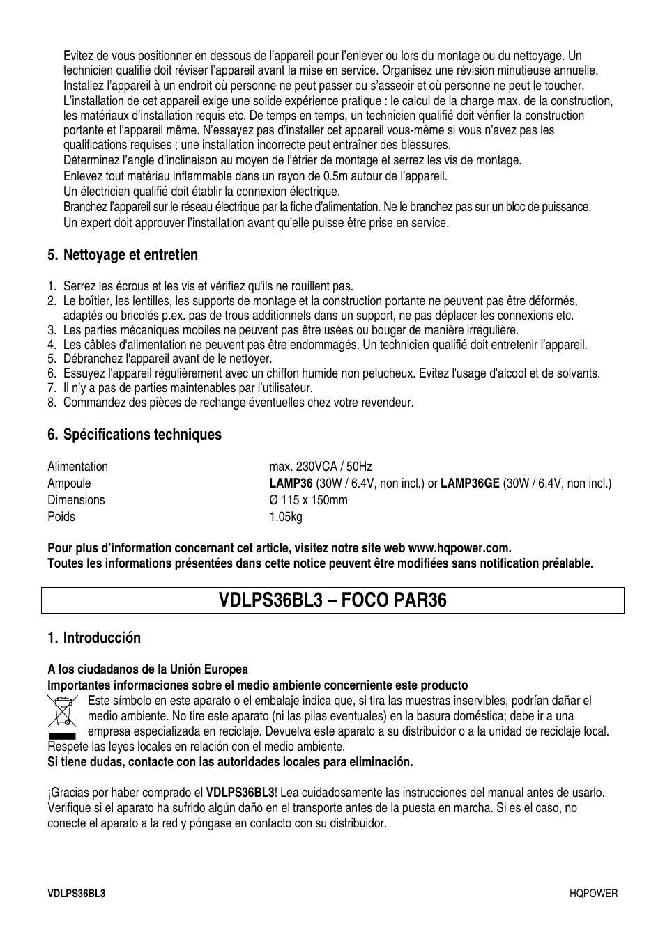 Velleman VDLPS36BL3 User Manual | Page 9 / 14