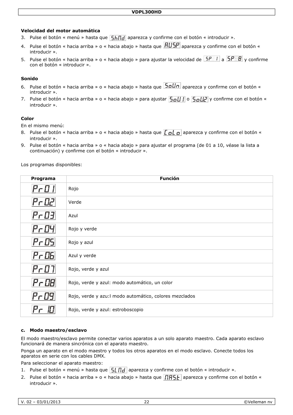 Velleman VDPL300HD User Manual | Page 22 / 31