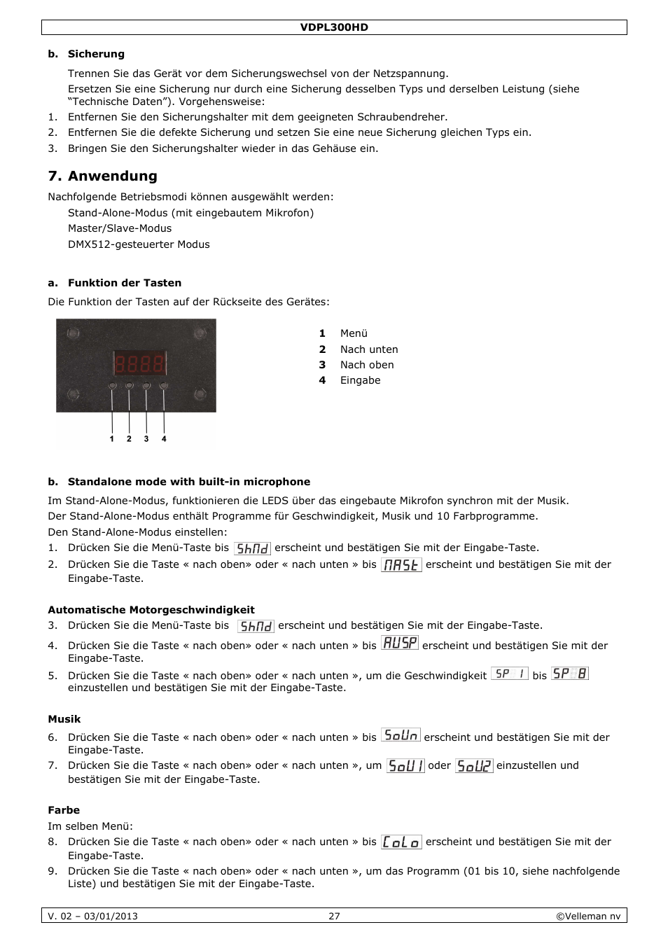 Anwendung | Velleman VDPL300HD User Manual | Page 27 / 31