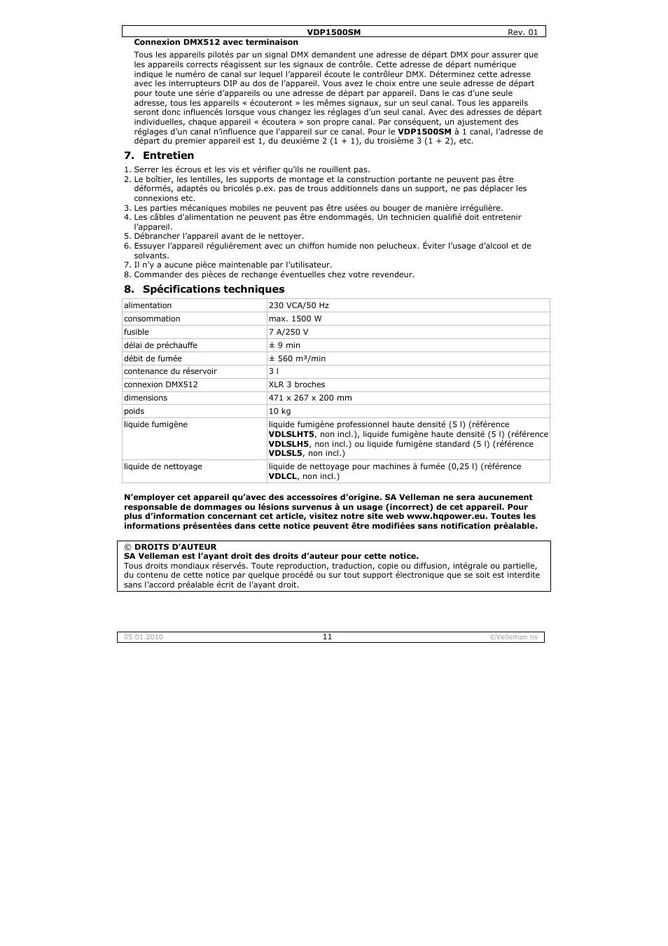 Velleman VDP1500SM User Manual | Page 11 / 19