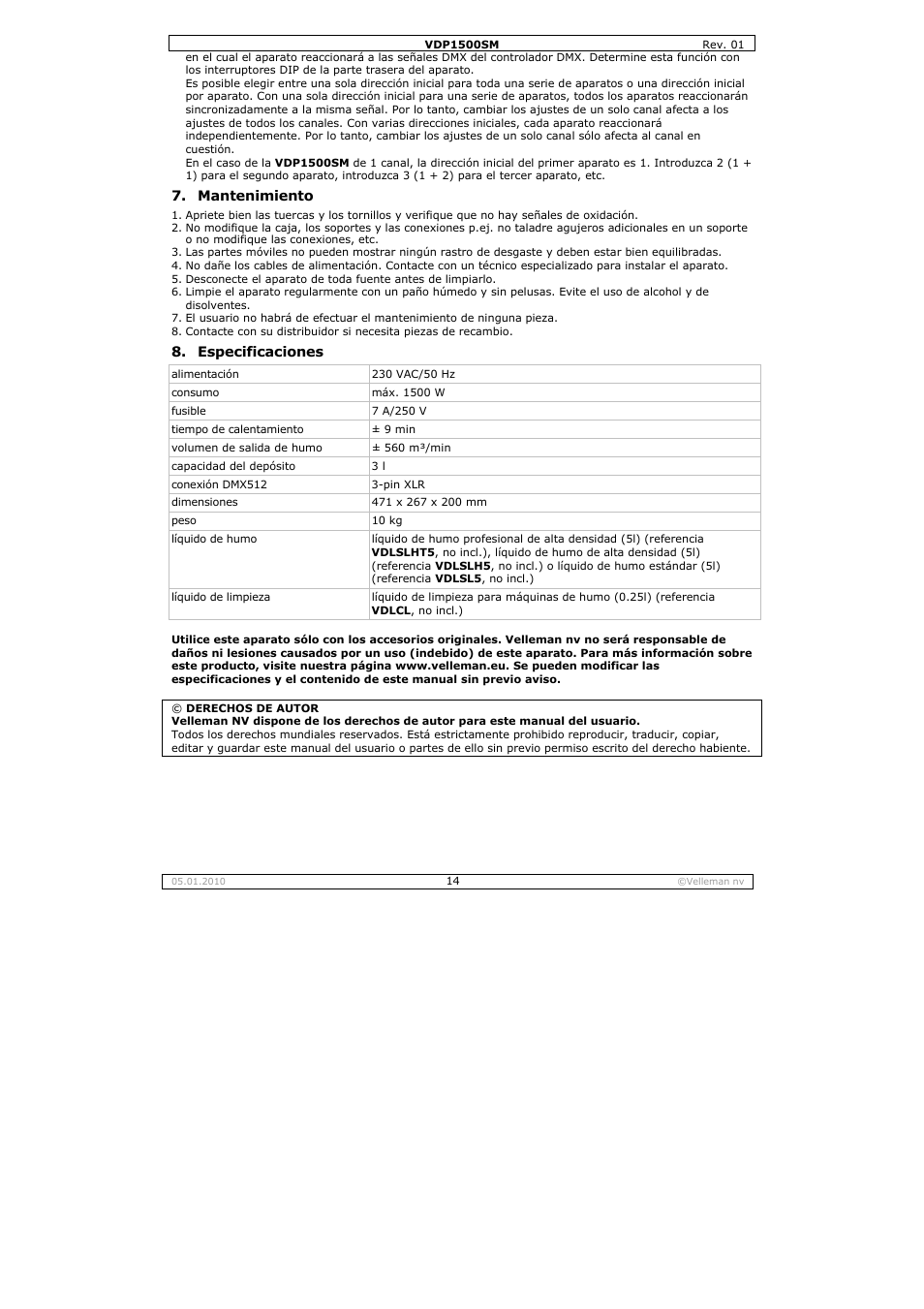 Velleman VDP1500SM User Manual | Page 14 / 19