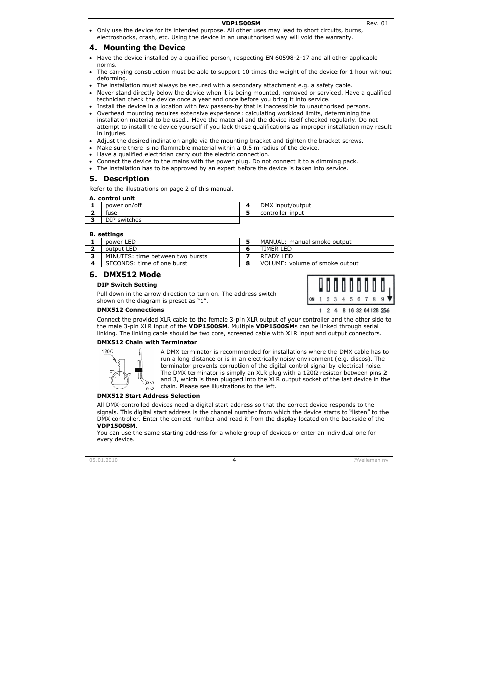 Velleman VDP1500SM User Manual | Page 4 / 19