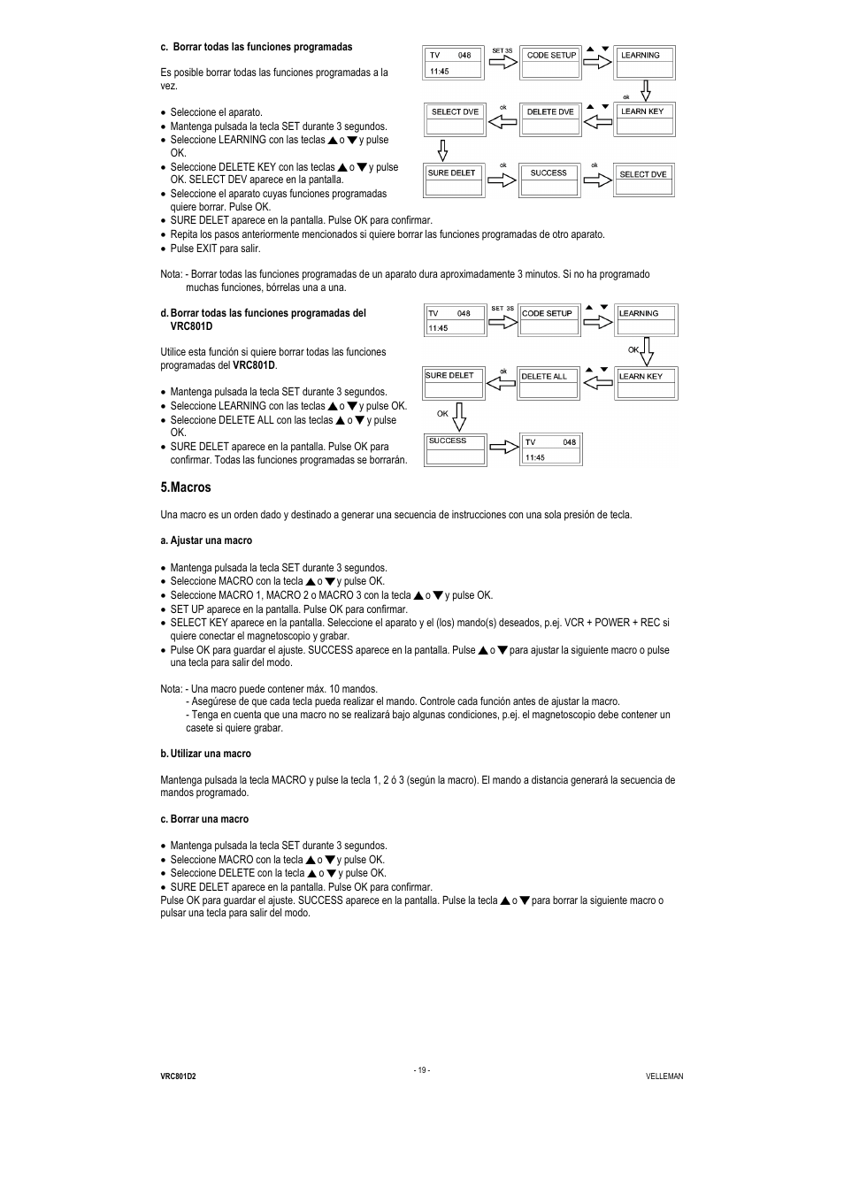 Macros | Velleman VRC801D2 User Manual | Page 19 / 52