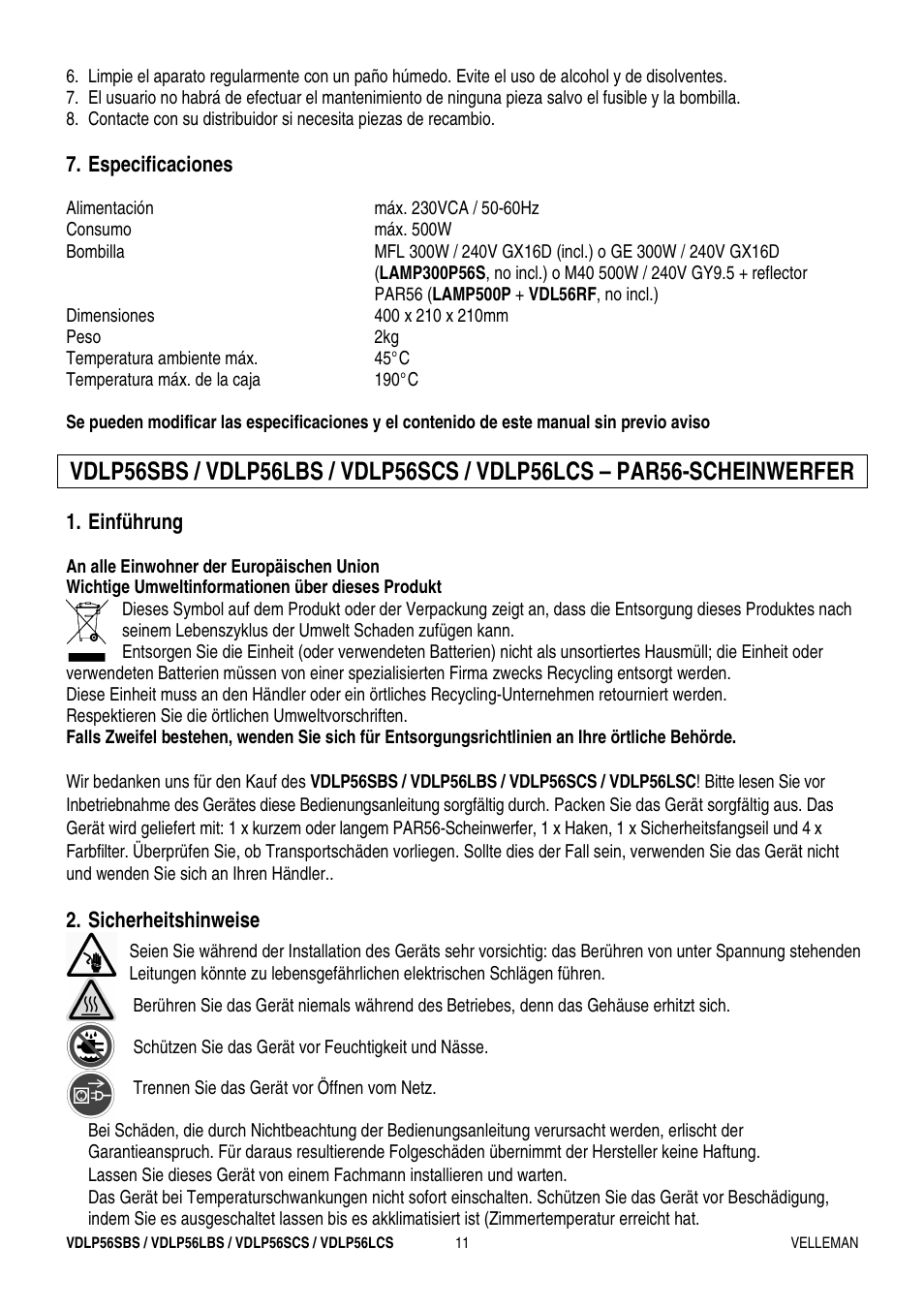 Velleman VDLP56LBS User Manual | Page 11 / 16