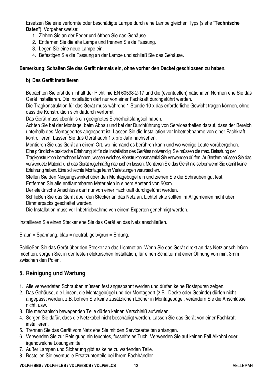 Velleman VDLP56LBS User Manual | Page 13 / 16