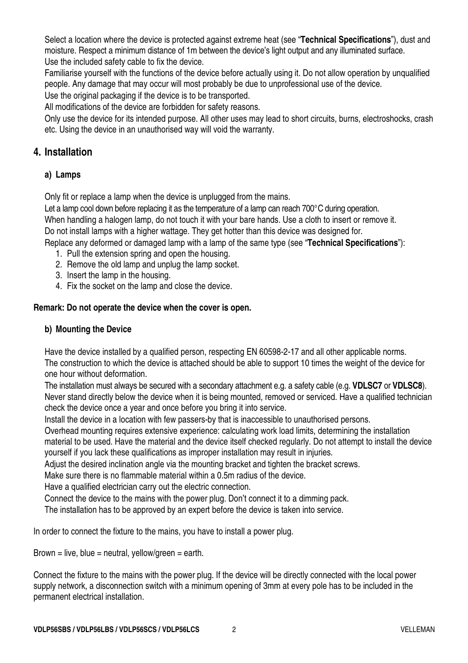 Velleman VDLP56LBS User Manual | Page 2 / 16