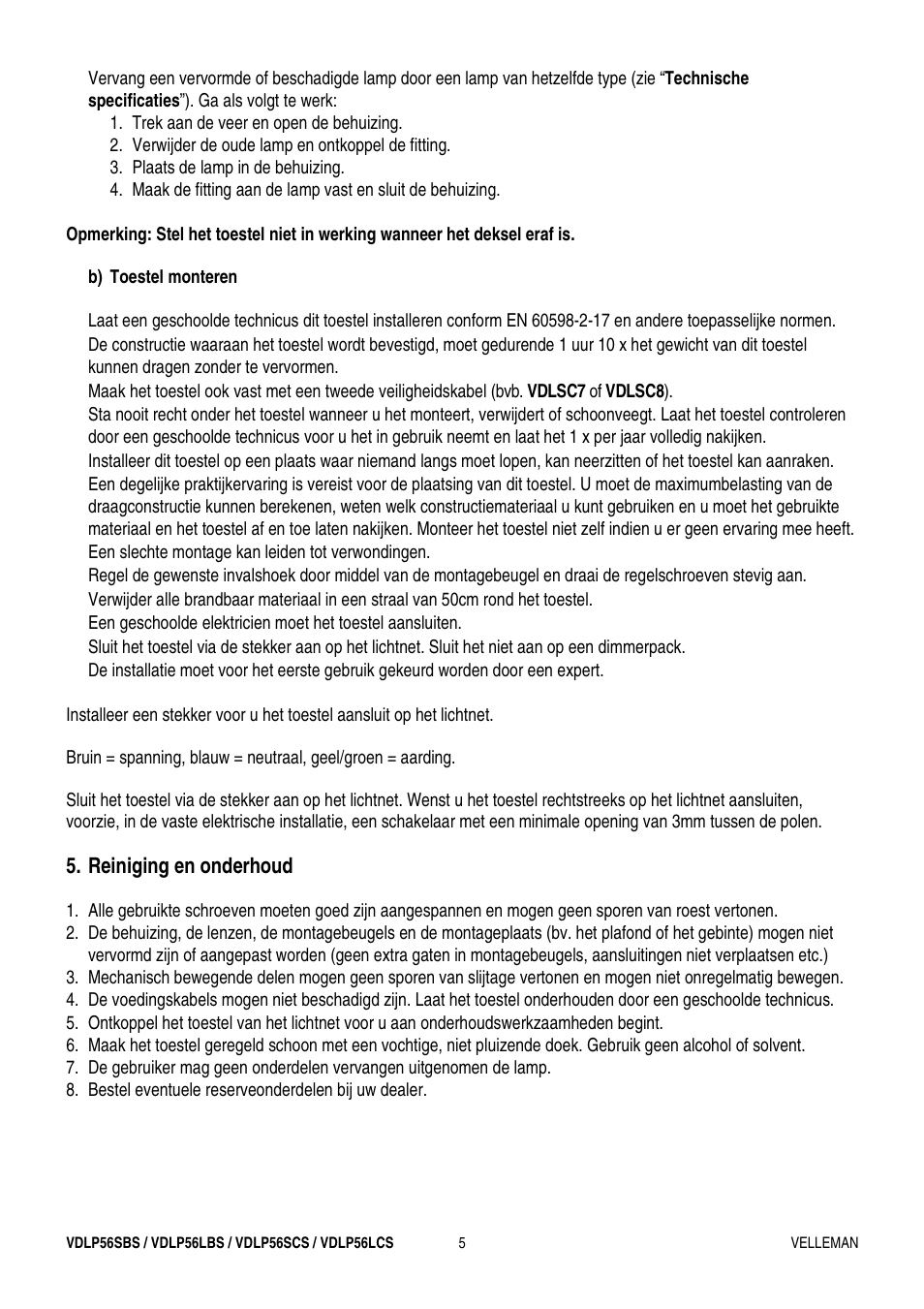 Velleman VDLP56LBS User Manual | Page 5 / 16