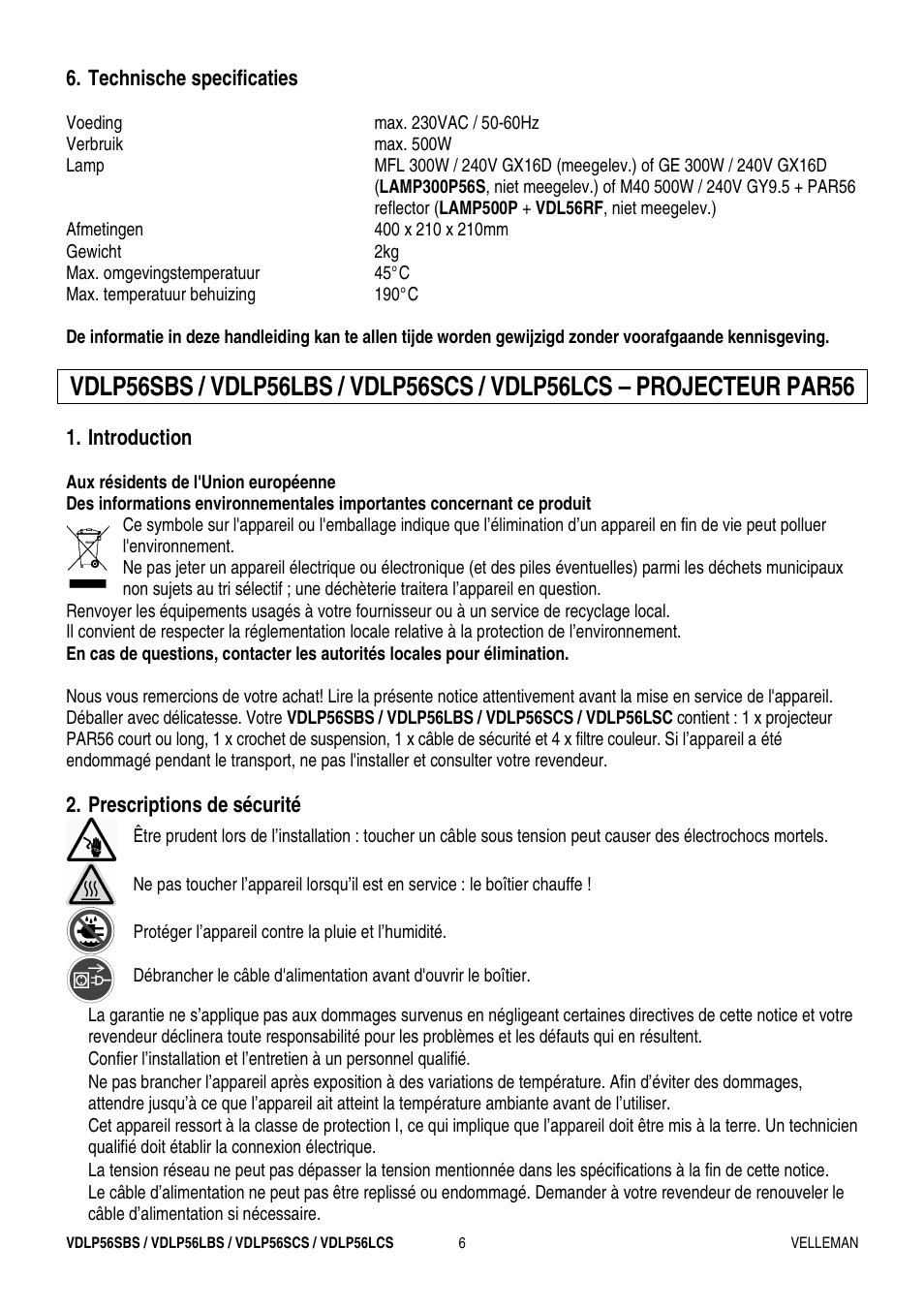 Velleman VDLP56LBS User Manual | Page 6 / 16