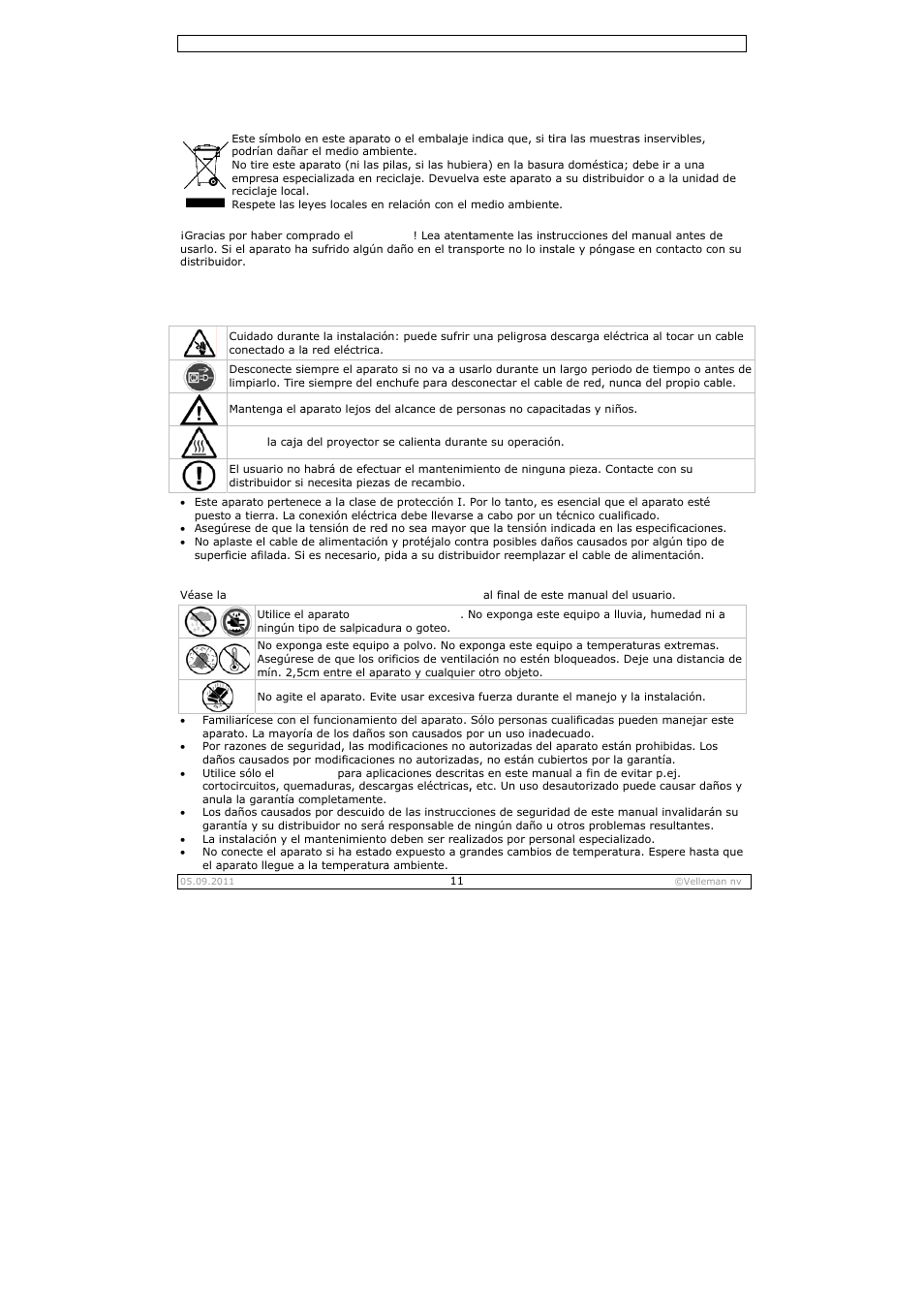 Manual del usuario, Nual del, L usuar | Velleman VDPSP0x User Manual | Page 11 / 17