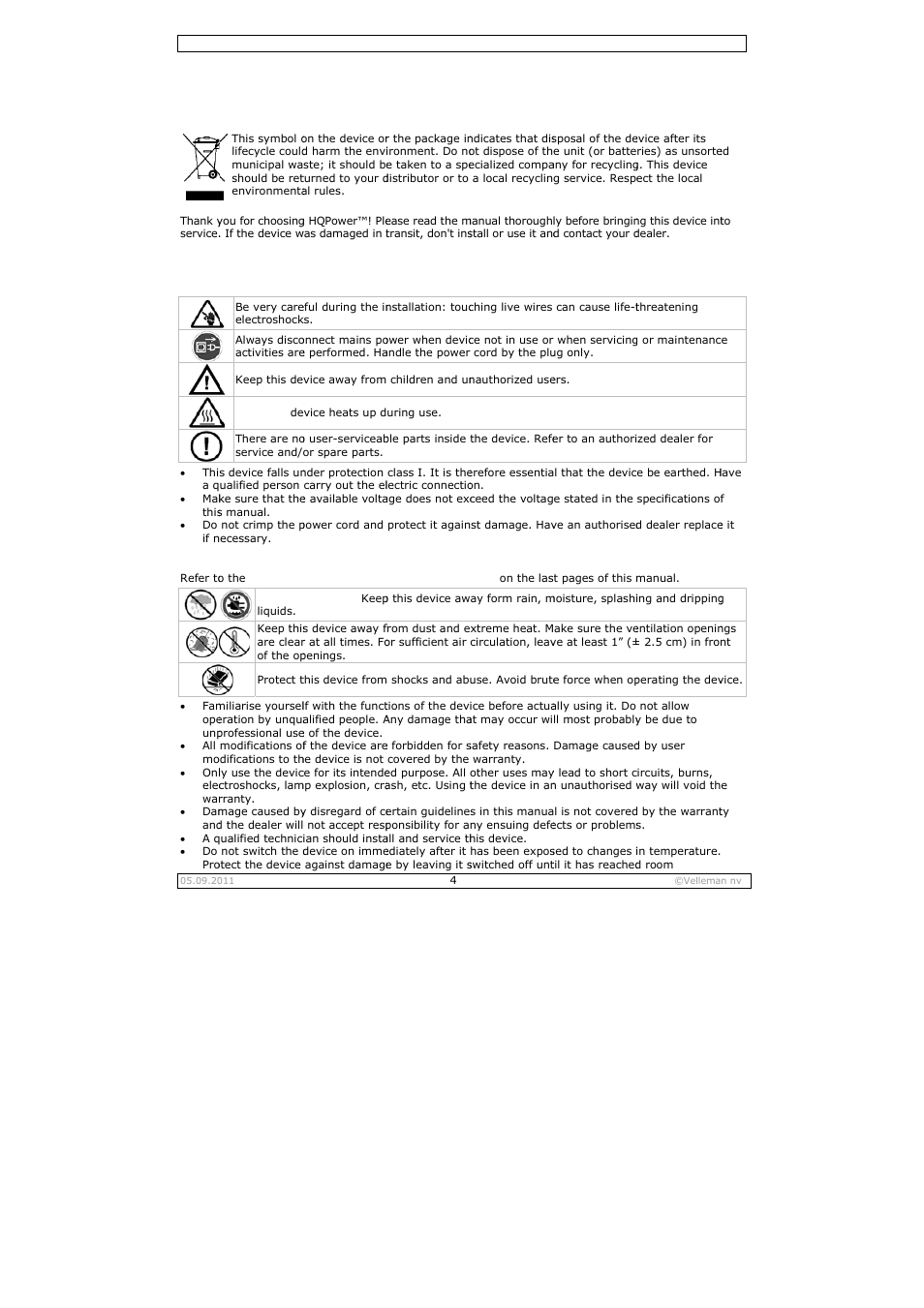 User manual, User ma, Anual | Velleman VDPSP0x User Manual | Page 4 / 17