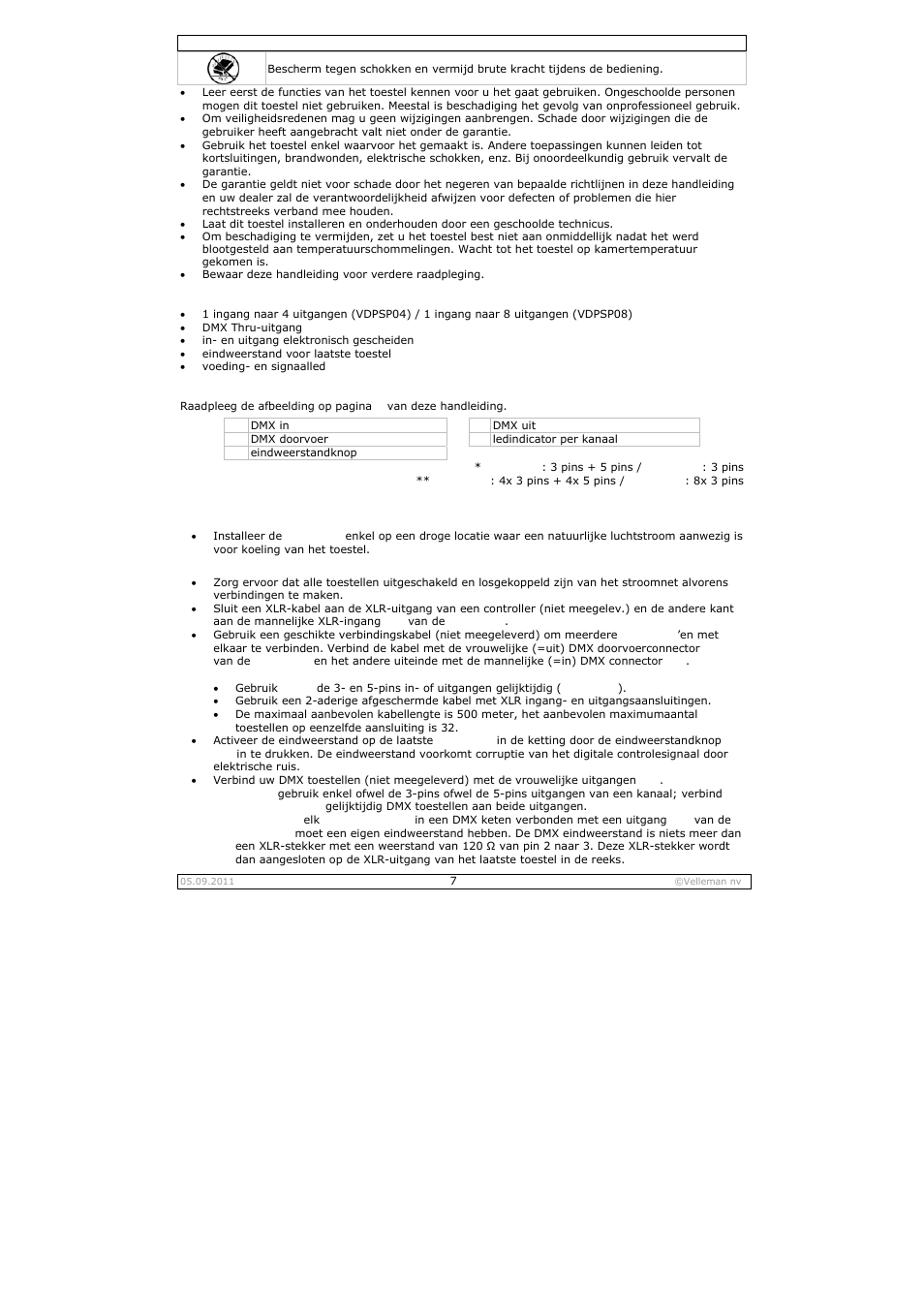 Velleman VDPSP0x User Manual | Page 7 / 17