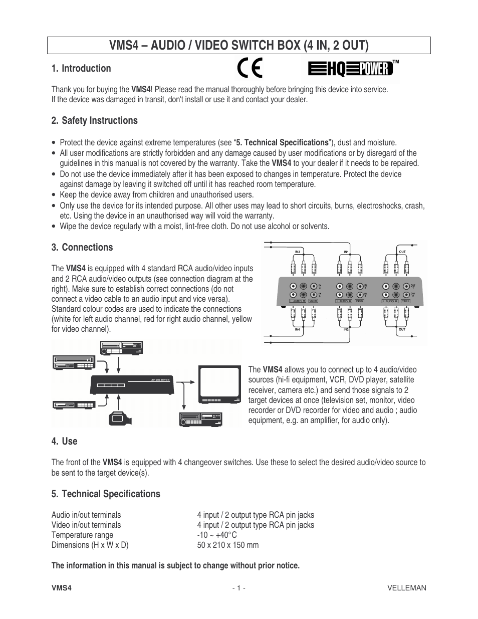 Velleman VMS3 User Manual | 5 pages