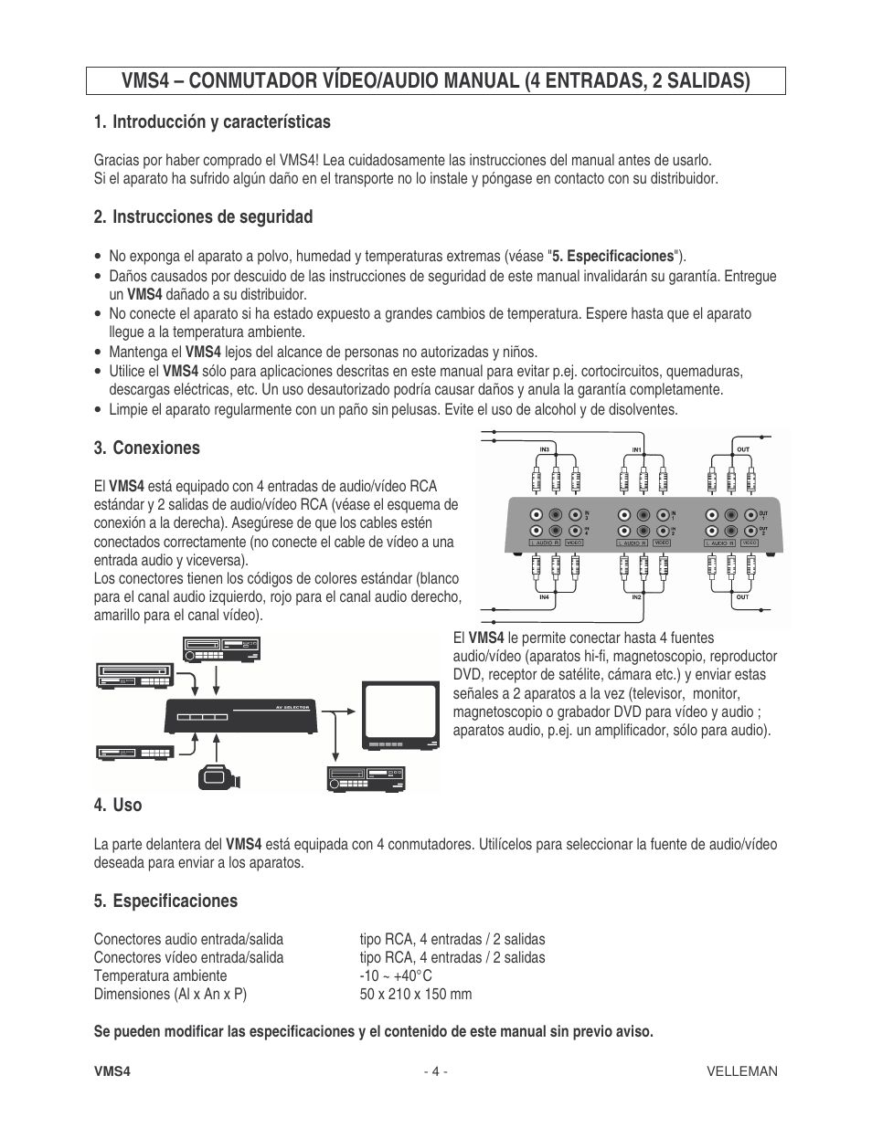 Velleman VMS3 User Manual | Page 4 / 5