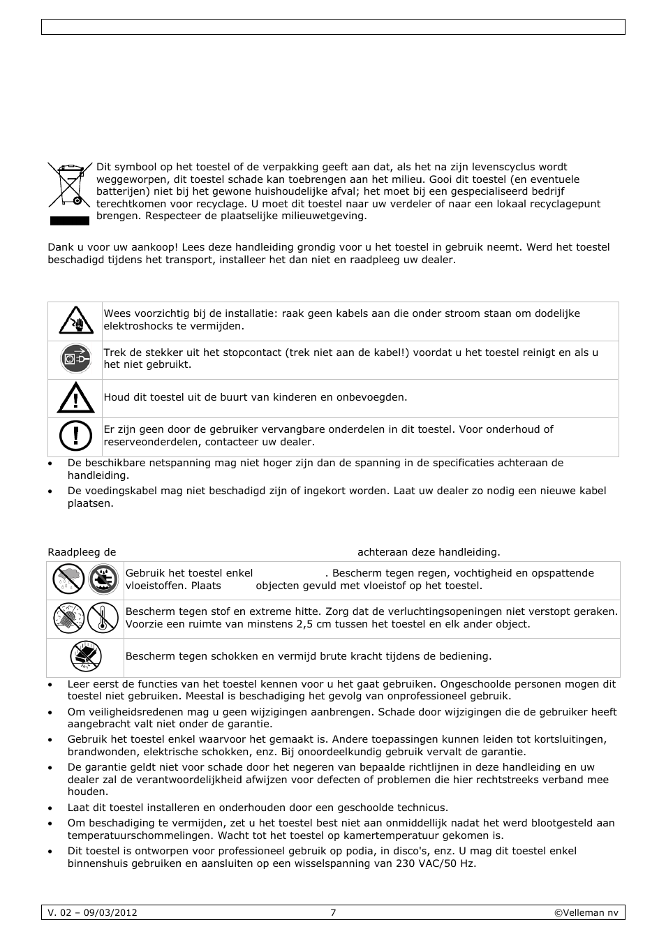 Gebruikershandleiding, Ebruike, Ershan | Ndleidi, Inleidin, Veilighe, Algeme, Eidsinstr, Ene richt, Ructies | Velleman VDSMP33 User Manual | Page 7 / 25