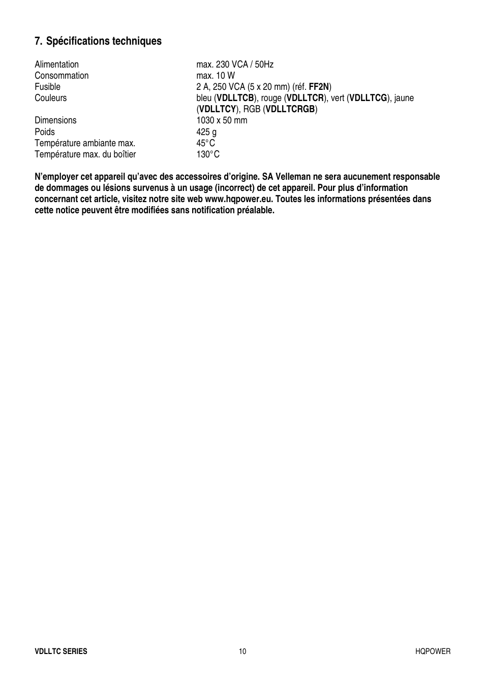 Velleman VDLLTC series User Manual | Page 10 / 16