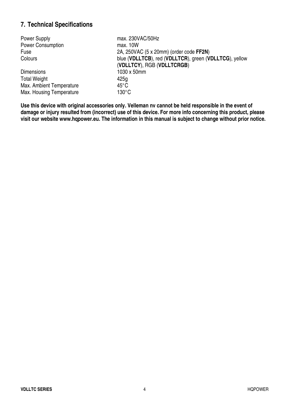 Velleman VDLLTC series User Manual | Page 4 / 16