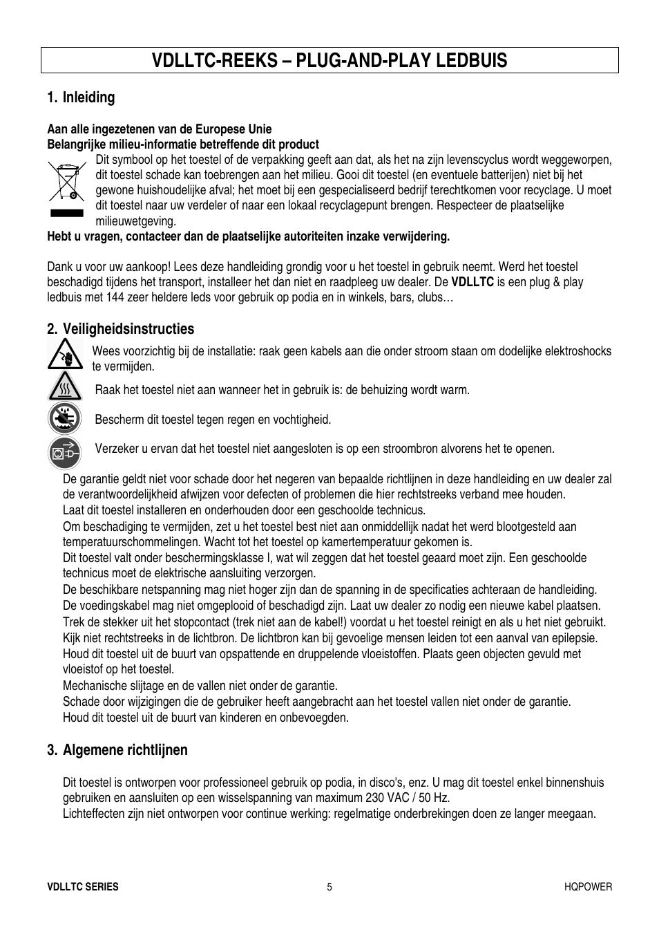 Vdlltc-reeks – plug-and-play ledbuis | Velleman VDLLTC series User Manual | Page 5 / 16