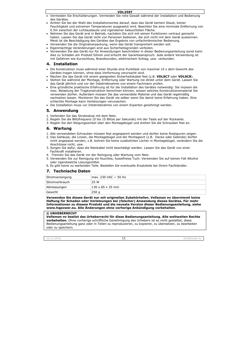 Velleman VDL25ST User Manual | Page 11 / 13