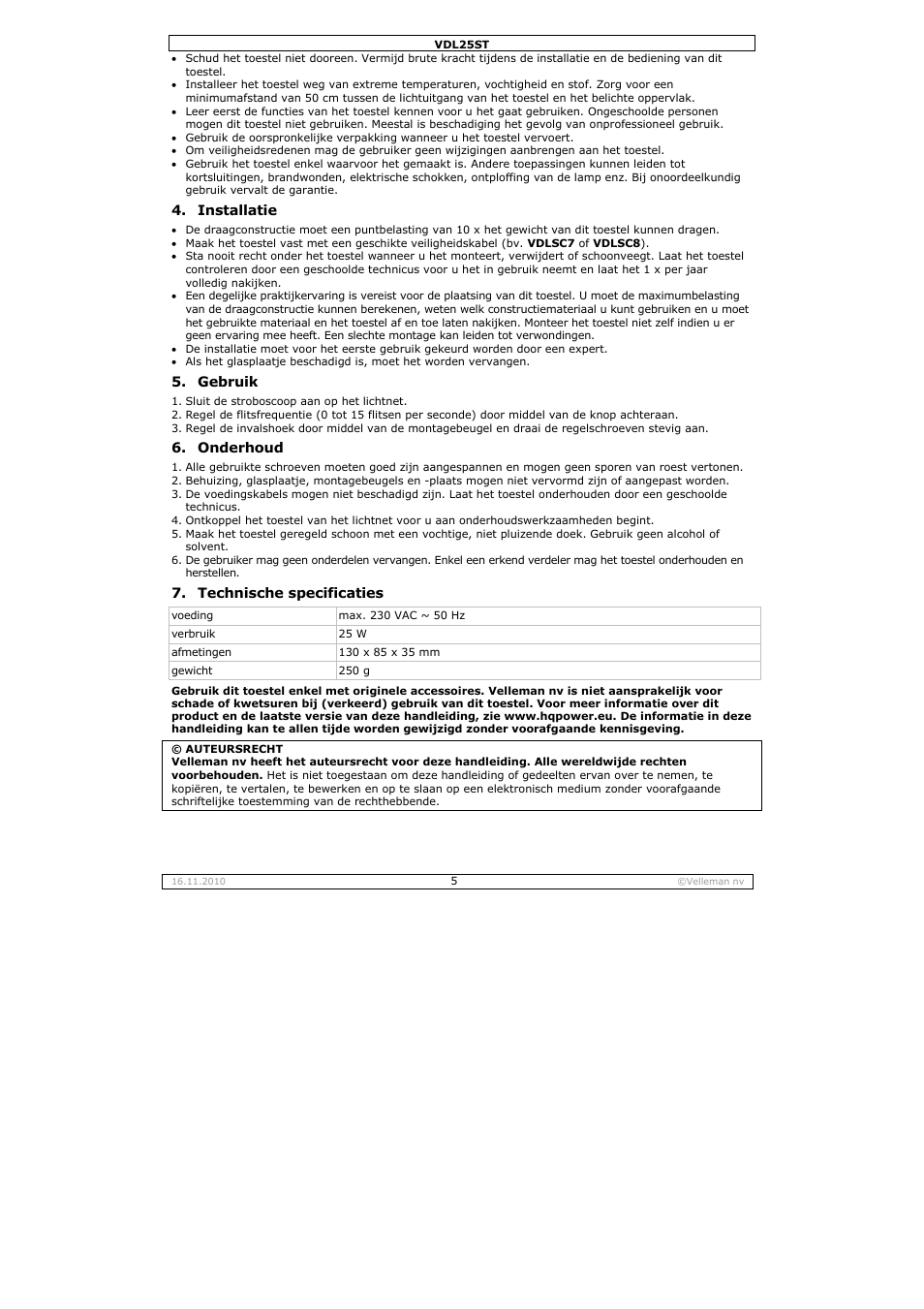 Velleman VDL25ST User Manual | Page 5 / 13