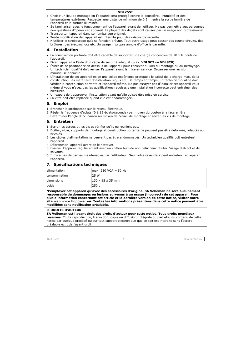 Velleman VDL25ST User Manual | Page 7 / 13