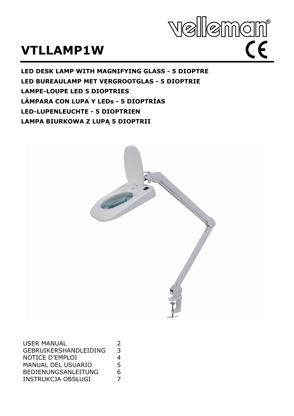 Velleman VTLLAMP1W User Manual | 10 pages