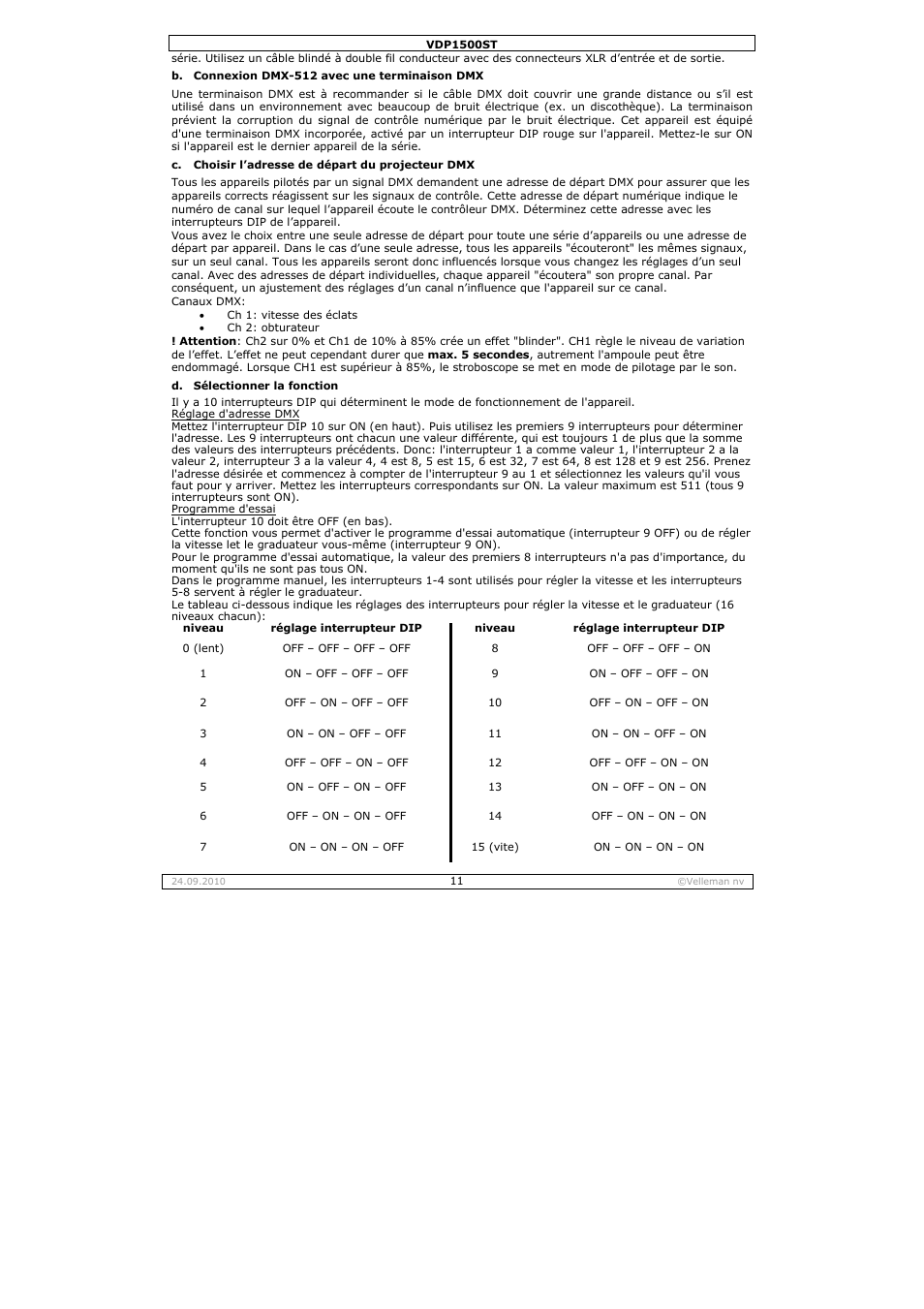 Velleman VDP1500ST User Manual | Page 11 / 22