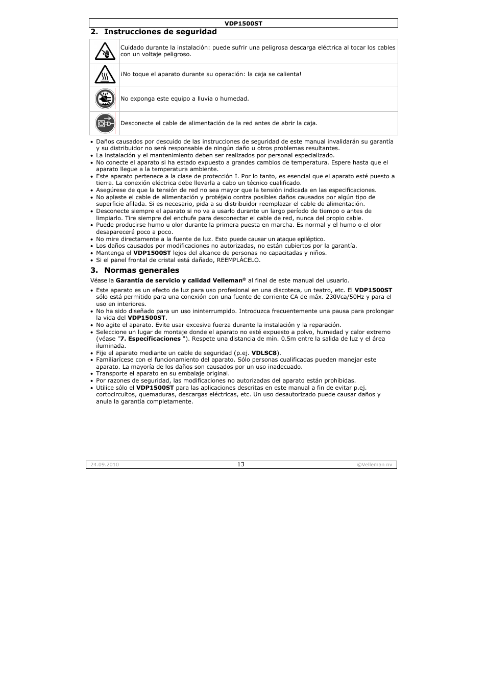 Velleman VDP1500ST User Manual | Page 13 / 22