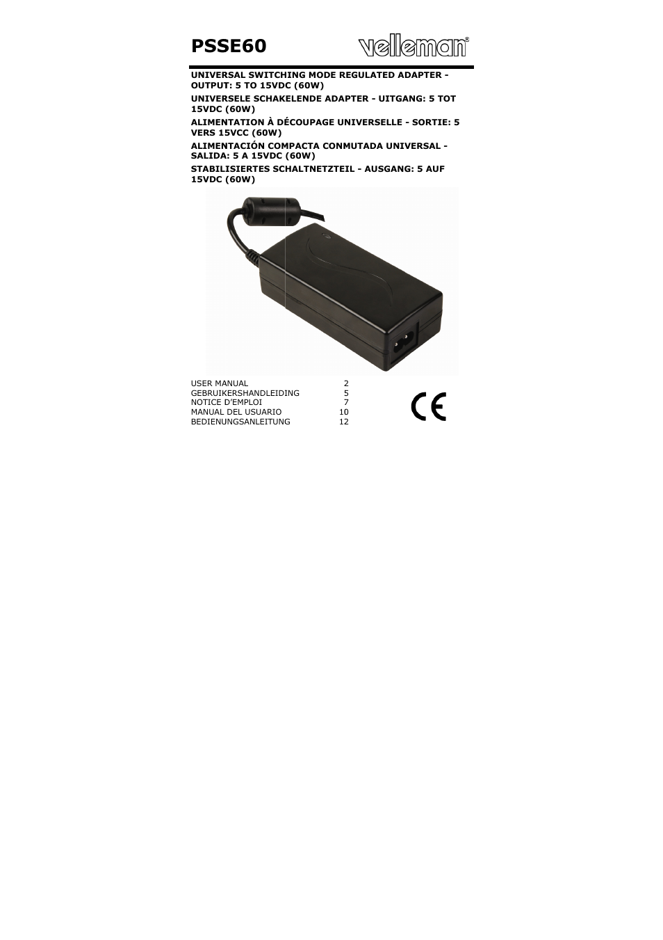 Velleman PSSE60 User Manual | 18 pages