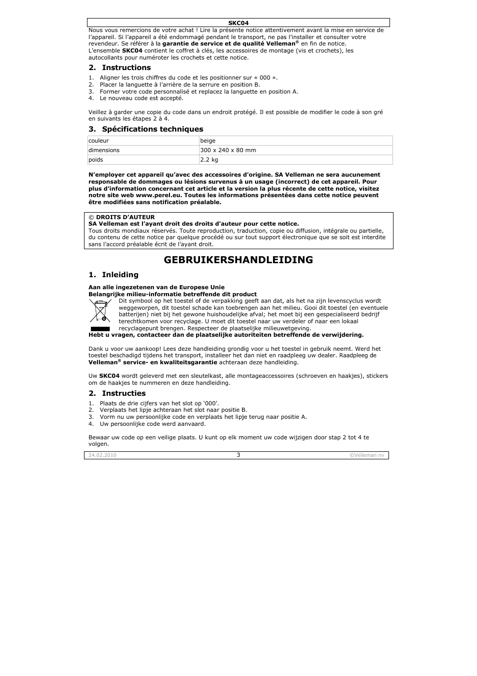 Gebru, Uikersha, Andleid | Ding | Velleman SKC04 User Manual | Page 3 / 8