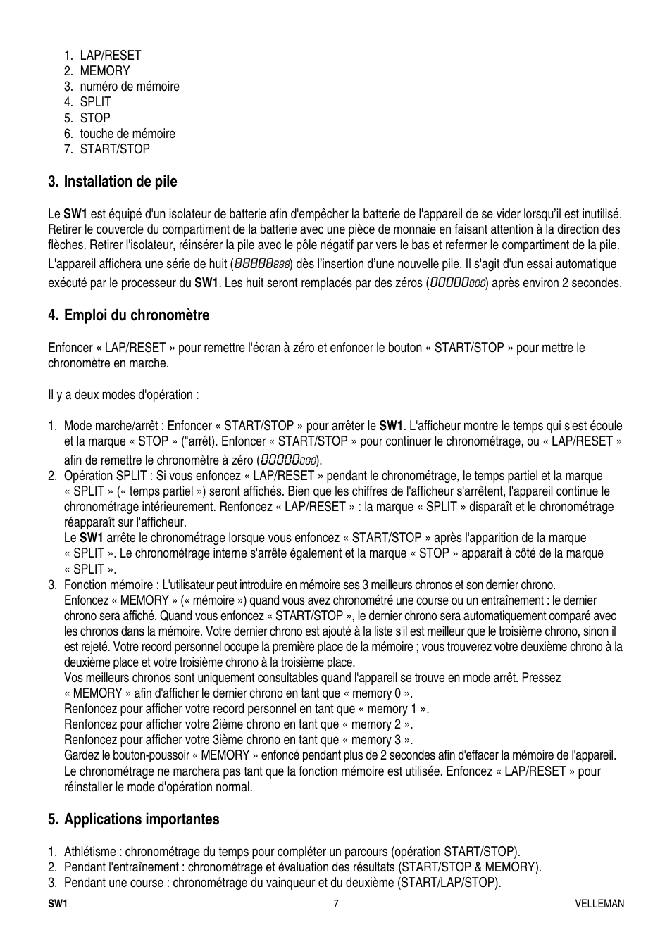 Velleman SW1 User Manual | Page 7 / 11
