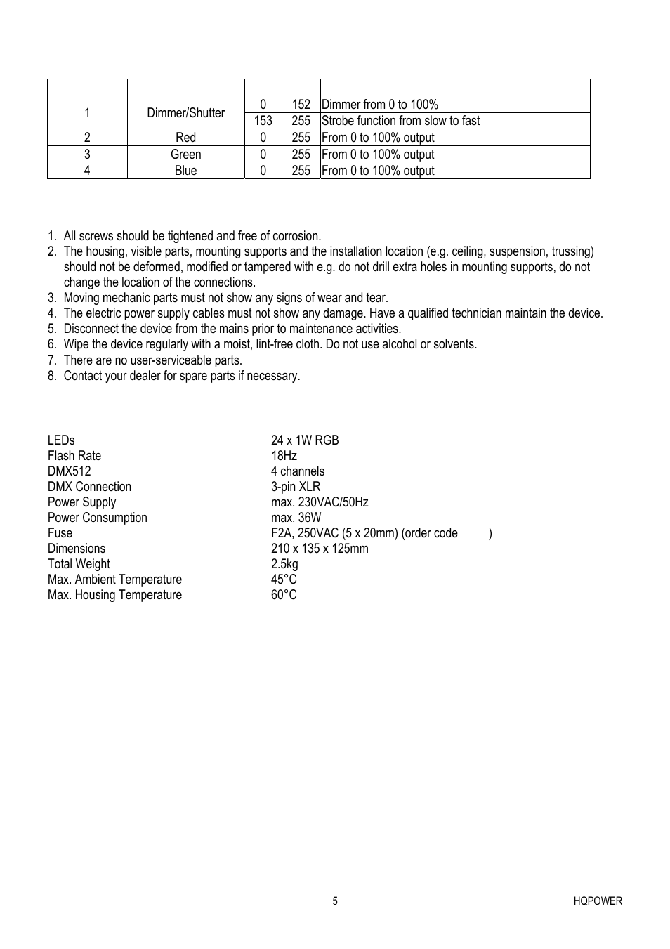 Velleman VDPLW2401 User Manual | Page 5 / 21