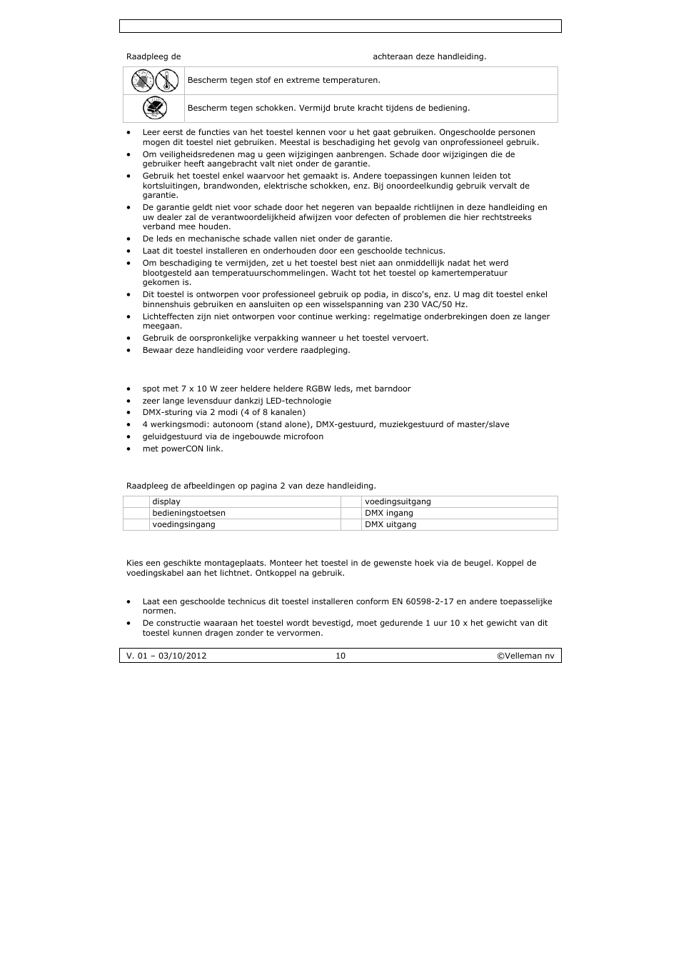 Velleman VDPLP710RGBWB User Manual | Page 10 / 34