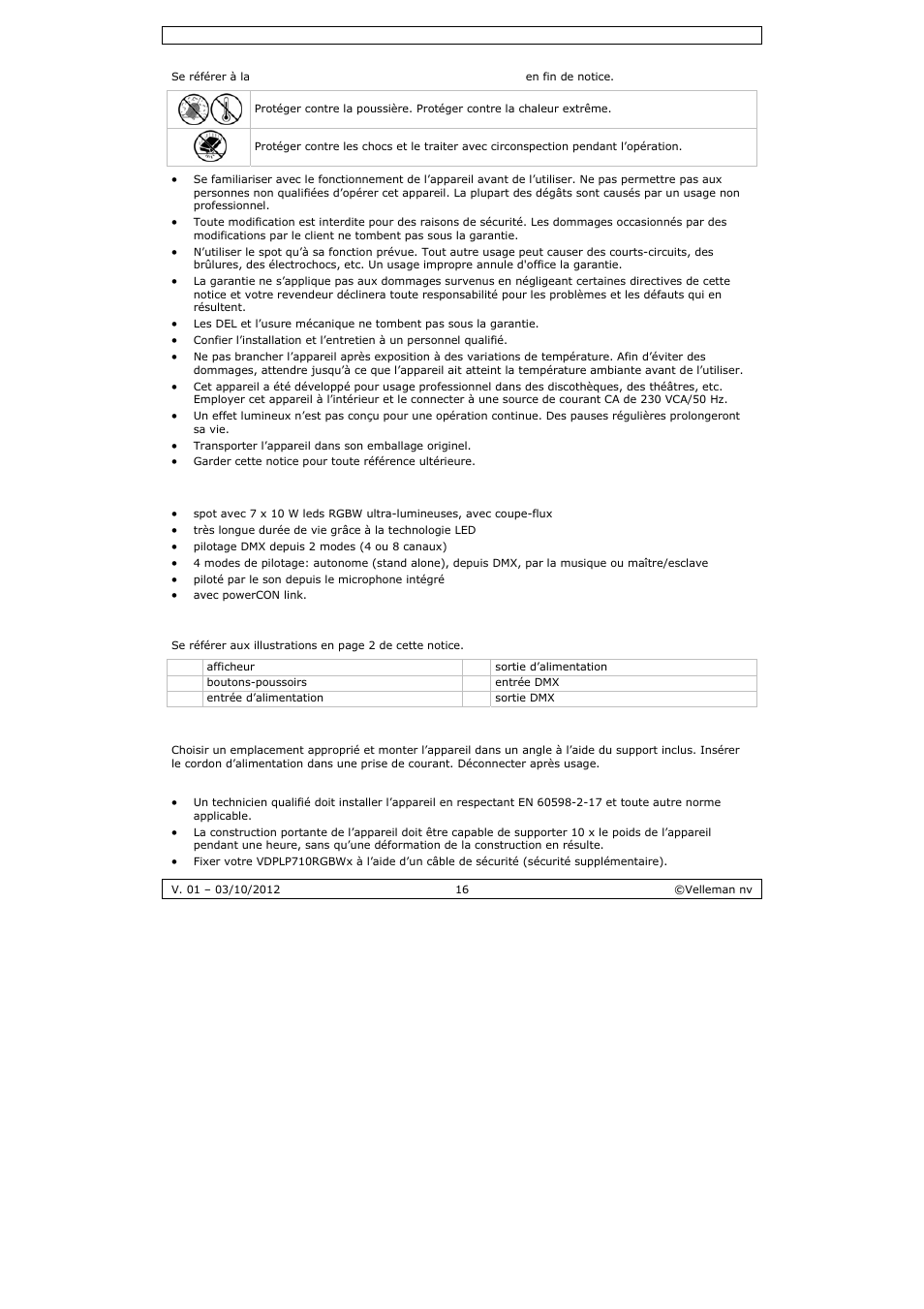 Velleman VDPLP710RGBWB User Manual | Page 16 / 34