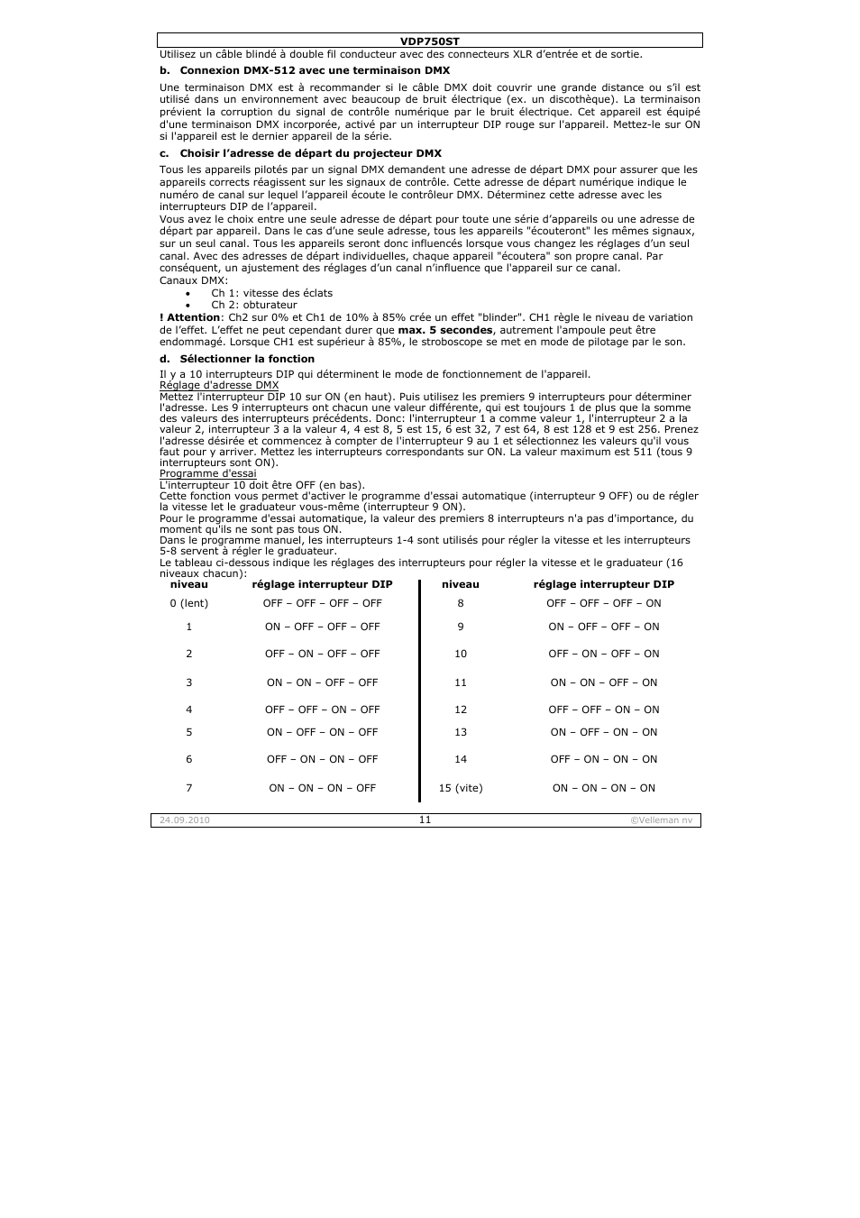 Velleman VDP750ST User Manual | Page 11 / 22