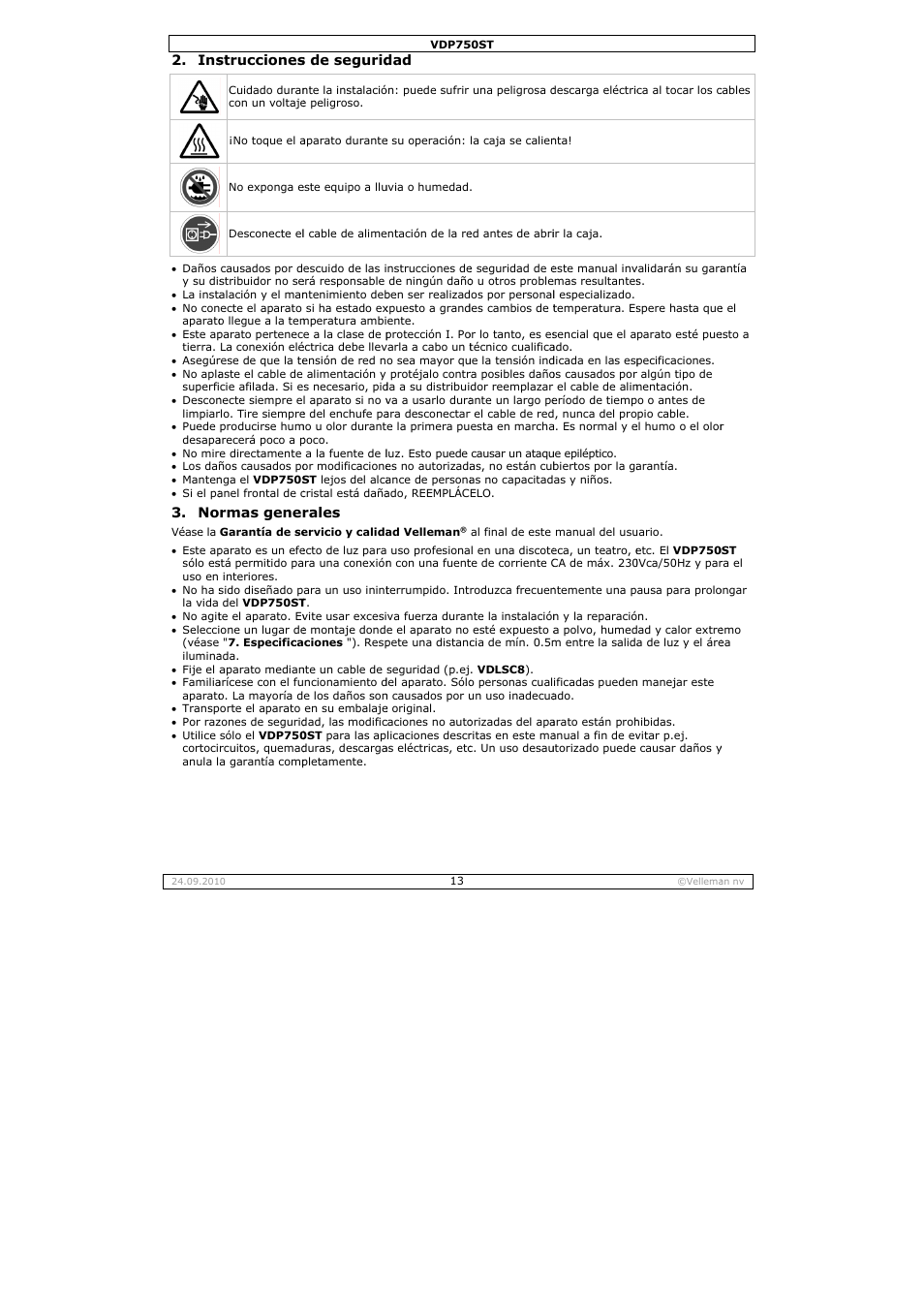 Velleman VDP750ST User Manual | Page 13 / 22