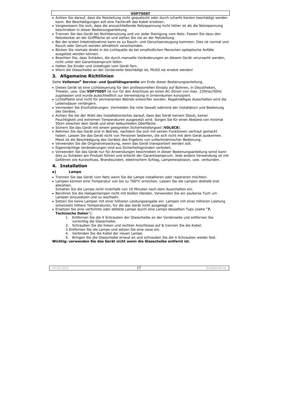 Velleman VDP750ST User Manual | Page 17 / 22