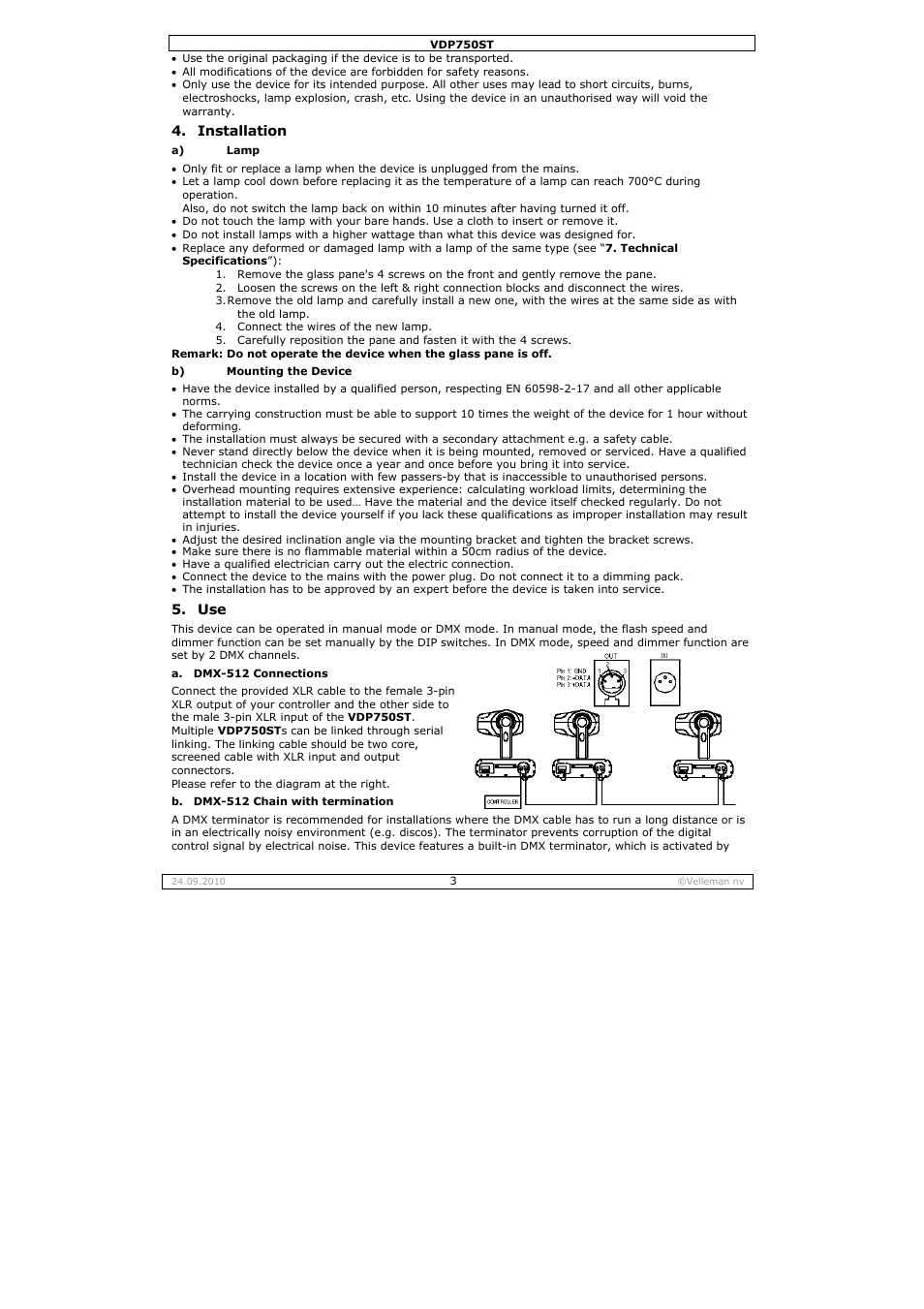 Velleman VDP750ST User Manual | Page 3 / 22