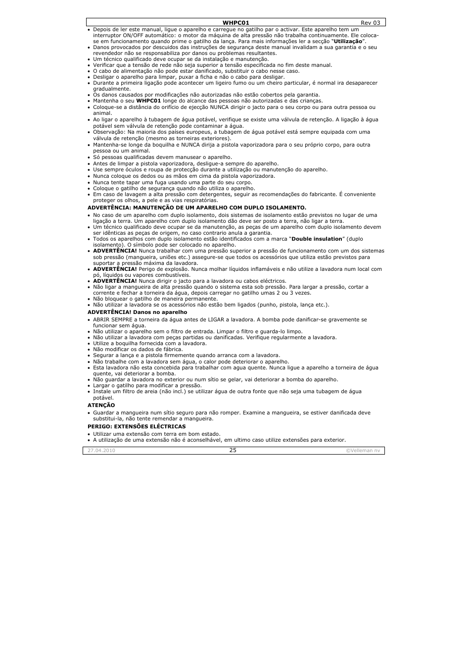 Velleman WHPC01 User Manual | Page 25 / 32