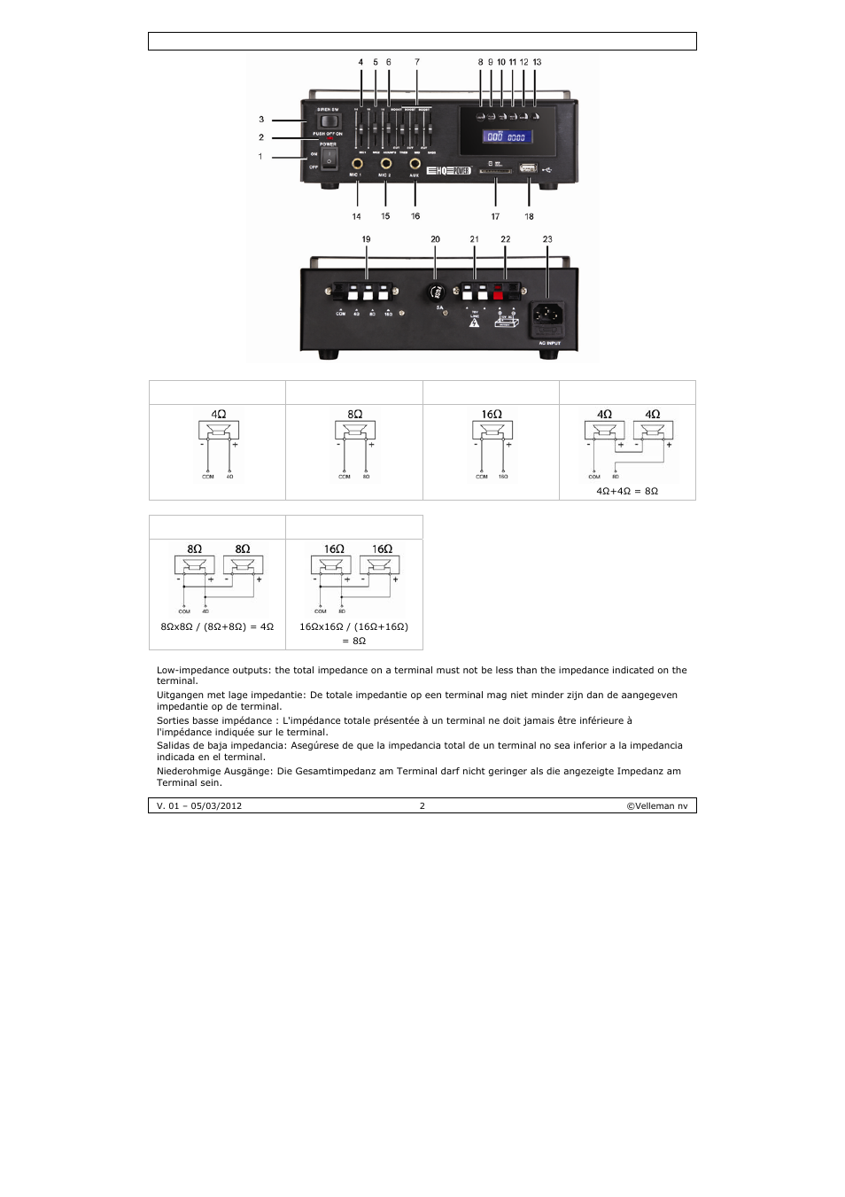 A b c d | Velleman PAA03 User Manual | Page 2 / 20