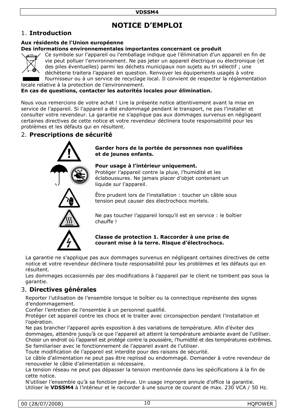 Notice d’emploi | Velleman VDSSM4 User Manual | Page 10 / 22