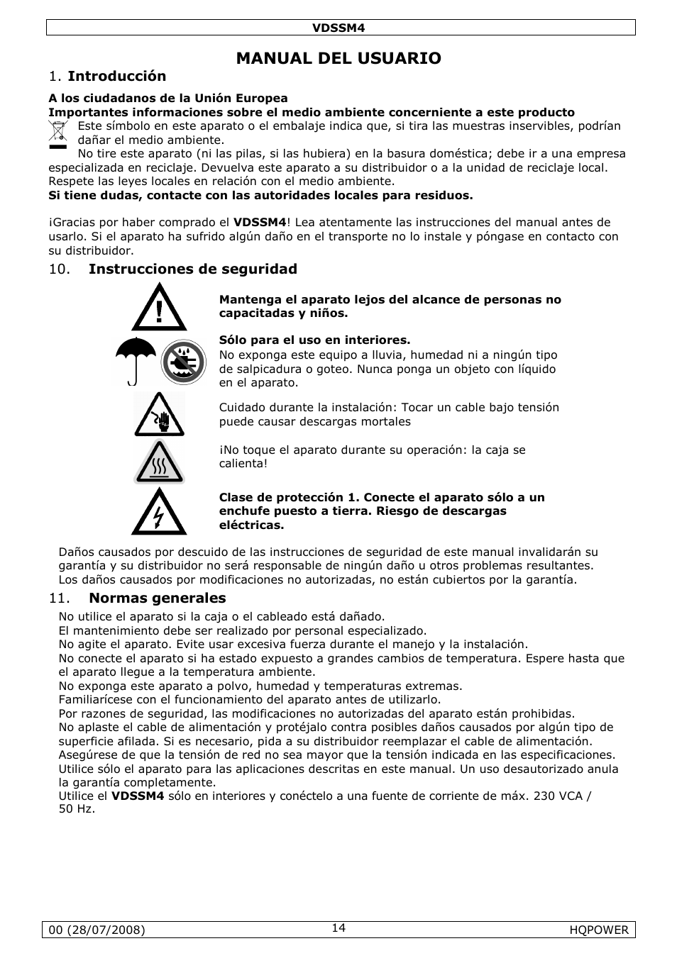 Manual del usuario | Velleman VDSSM4 User Manual | Page 14 / 22