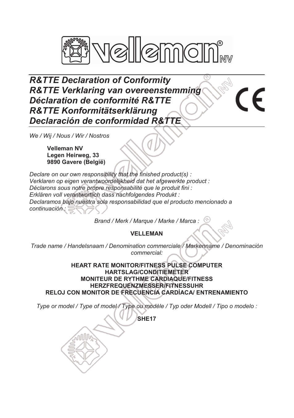 R&tte | Velleman SHE17 User Manual | Page 99 / 100