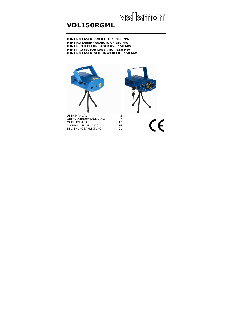 Velleman VDL150RGML User Manual | 28 pages
