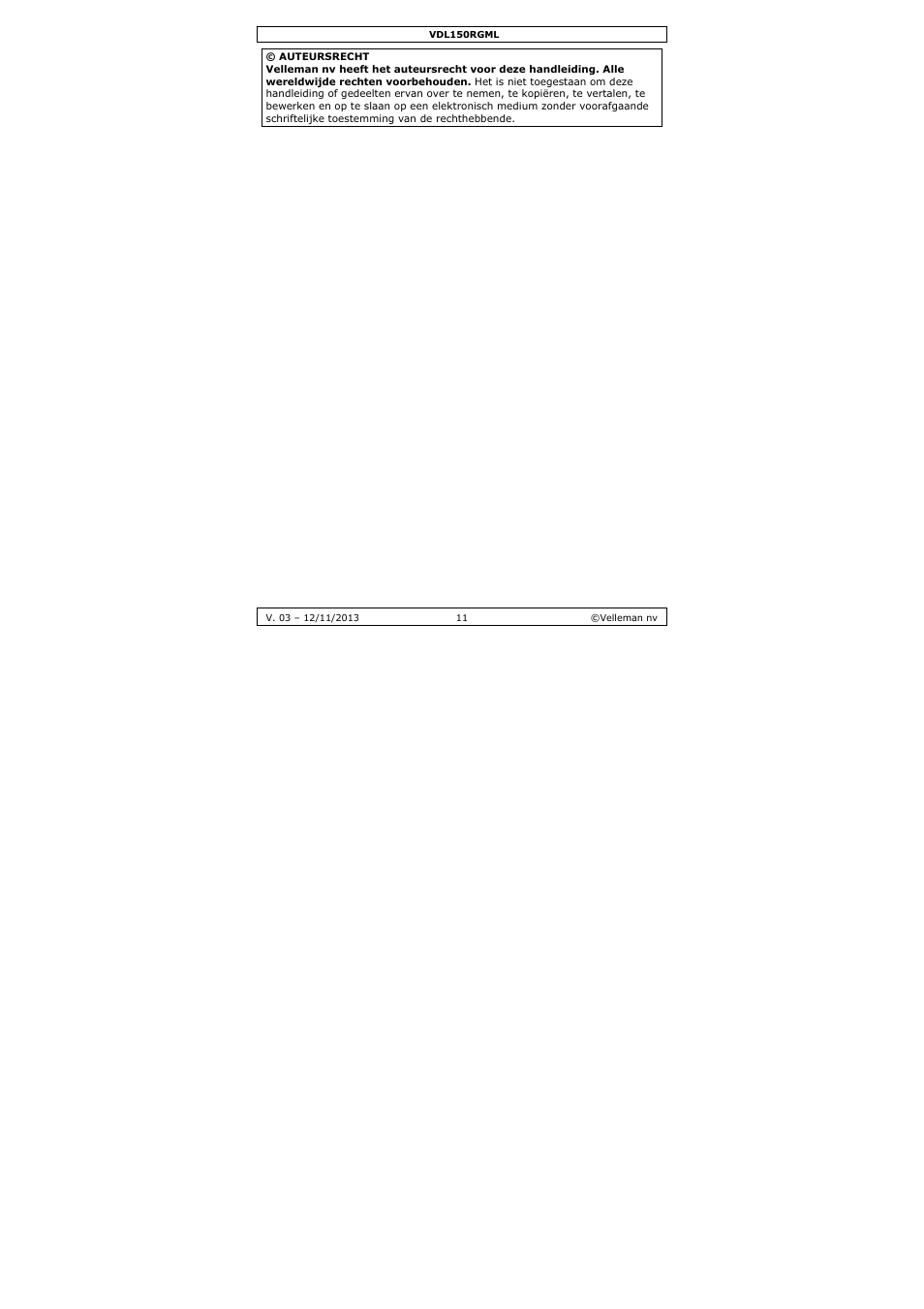 Velleman VDL150RGML User Manual | Page 11 / 28