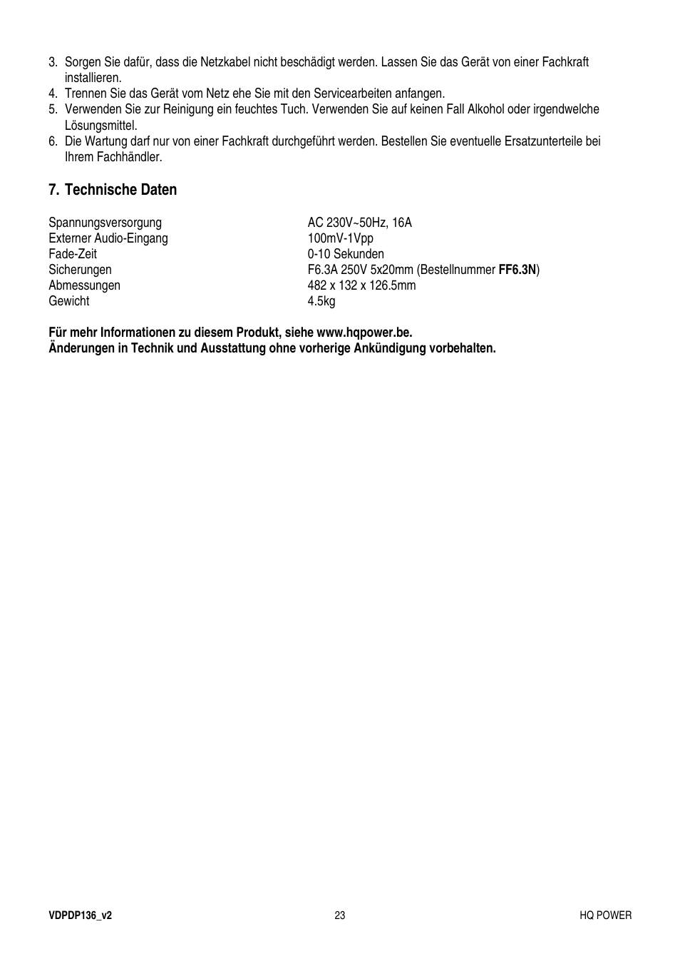 Technische daten | Velleman VDPDP136 User Manual | Page 23 / 23