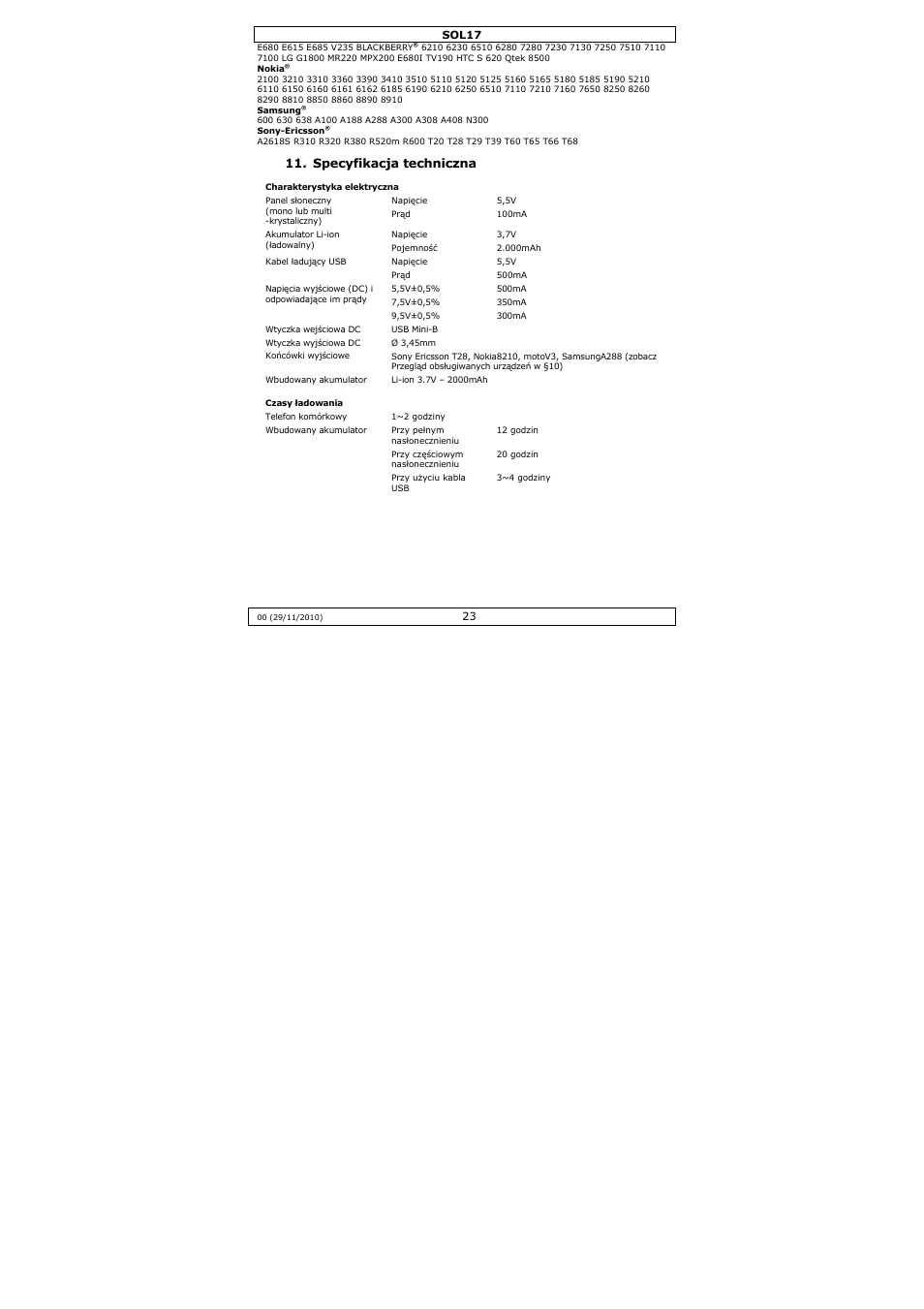 Specyfikacja techniczna | Velleman SOL17 User Manual | Page 23 / 36