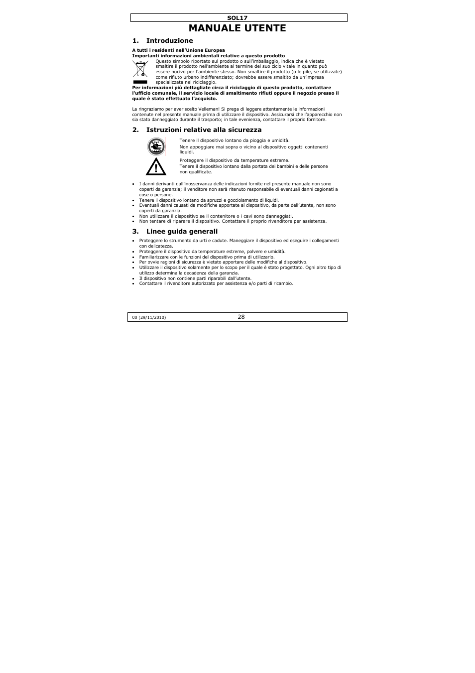 Manuale utente | Velleman SOL17 User Manual | Page 28 / 36